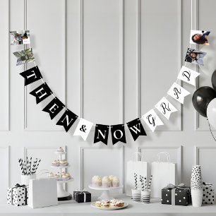 Fun Then & Now Grad Photo Collage Graduation Party Bunting Flags