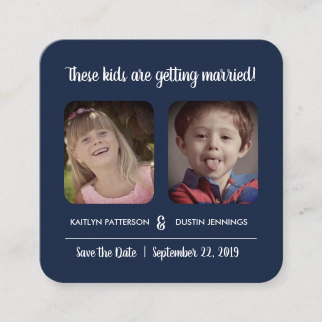 Fun "These Kids" Photo Save The Date Enclosure Card (Front)