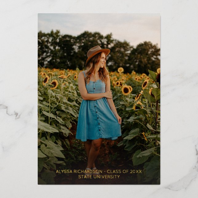 Fun Three Photo Foil Faire-part diplômé (Recto)