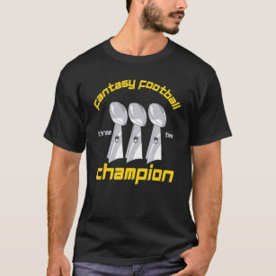 Fun Three Time Fantasy Football League Champion Tr T-Shirt