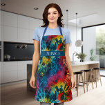 Fun Tie Dye Pattern Monogram Colourful Apron<br><div class="desc">This design may be personalized by choosing the customize option to add text or make other changes. If this product has the option to transfer the design to another item, please make sure to adjust the design to fit if needed. Contact me at colorflowcreations@gmail.com if you wish to have this...</div>