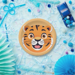 Fun tiger Face safari Wild jungle Birthday Party c Paper Plate