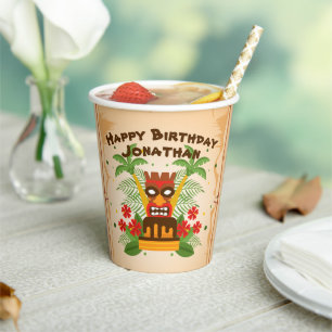 Fun Tiki Bar Birthday Luau Hawaiian Retro Cocktail Paper Cups