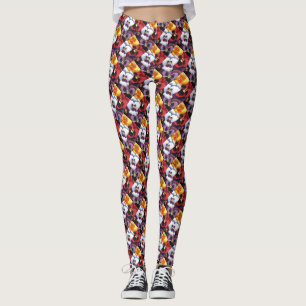 Fun tiled abstract floral based on pansy petals leggings