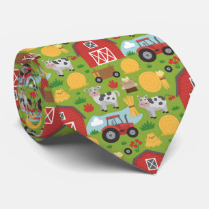 Fun tiled farm animals tie