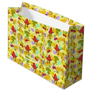 fun tiled fruit vegie pattern party large gift bag