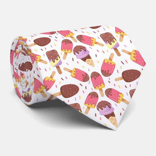fun tiled ice cream pattern  neck tie (Rolled)