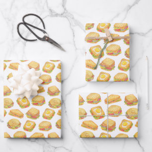 Fun tiled picnic sandwich  wrapping paper sheet