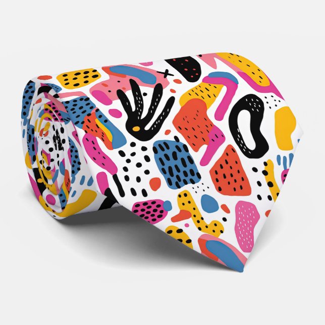 Fun tiled splash pattern tie (Rolled)