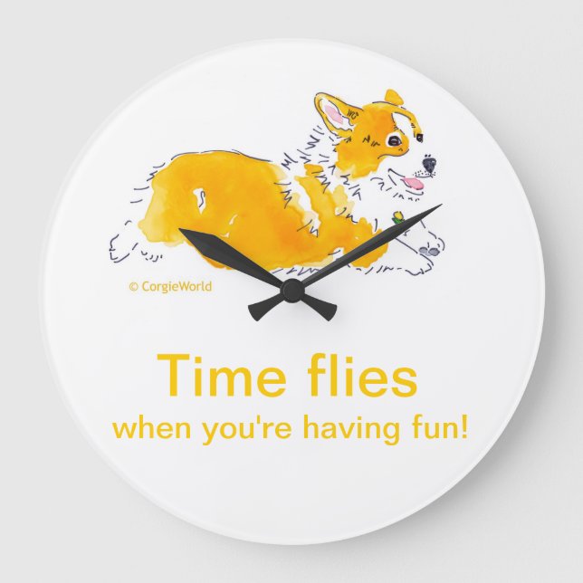 Fun Time Flies Corgi Clock (Front)