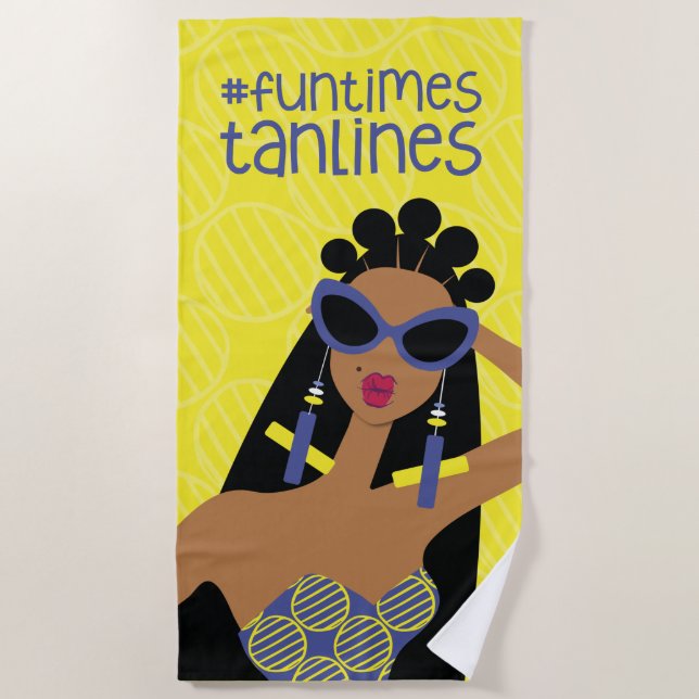 Fun Times Tan Lines Serviette de plage (Devant)