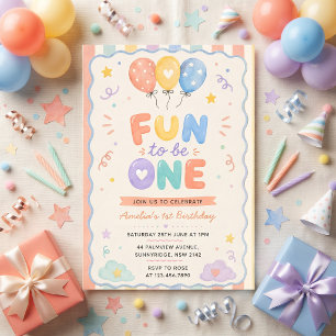 Fun to be One Birthday Colourful Invitation