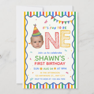 Fun to be one Birthday invite