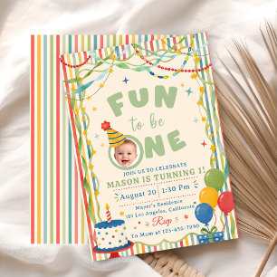 Fun To Be One Colourful Birthday Invitation
