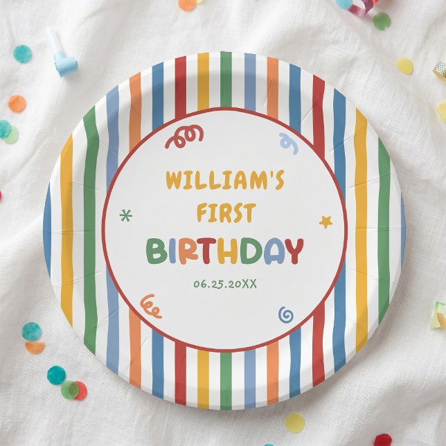 Fun To Be One Colourful Birthday Paper Plates (Creator Uploaded)