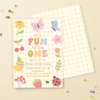 Fun to be One Colourful Girl1st Birthday Invitation