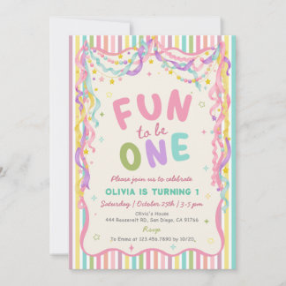 Fun To be One Colourful Girl Birthday Invitation