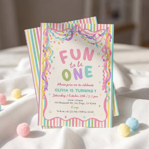 Fun To be One Colourful Girl Birthday Invitation