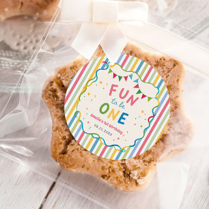 Fun to Be One Whimsical Colourful Girl Birthday Classic Round Sticker