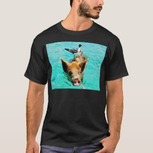Fun together  staniel cay swimming pig seagull fis T-Shirt