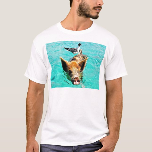 Fun together  staniel cay swimming pig seagull fis T-Shirt (Front)