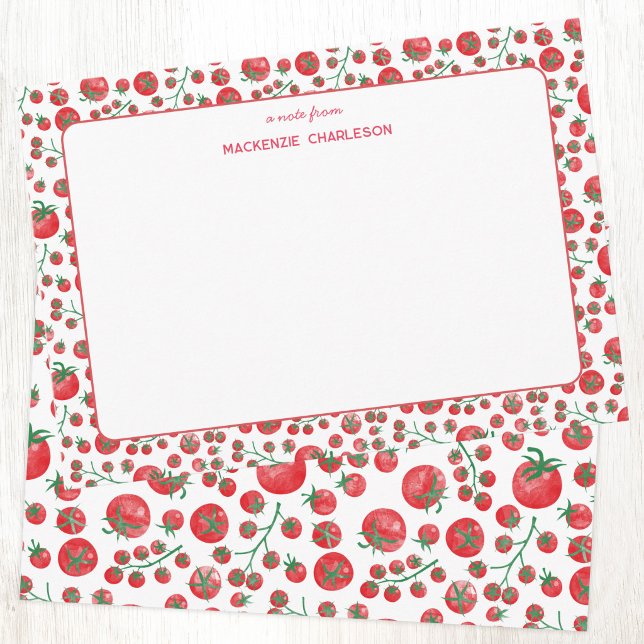 Fun Tomato Personalized Card (Fun tomato Mediterranean personalized stationery notecards)