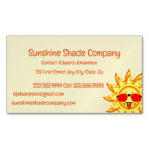 Fun Too Hot Sunshine Shade Blind  Magnetic Business Card