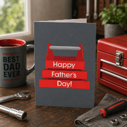 Fun Toolbox Father's Day Red and Grey Card