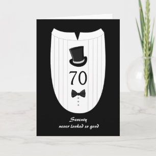 Fun Top Hat Formal 70th Birthday Greeting Card