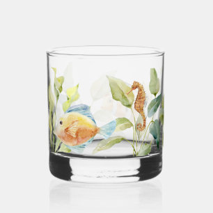 Fun Topical Fish Design Whiskey Glass