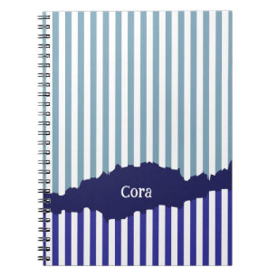 Fun Torn Stripes Blue Layered Name Notebook