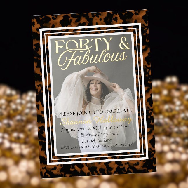 Fun Tortoise Shell Birthday Forty and Fabulous (This Fun Tortoise Shell Birthday Forty and Fabulous birthday invitation is fun for all!)