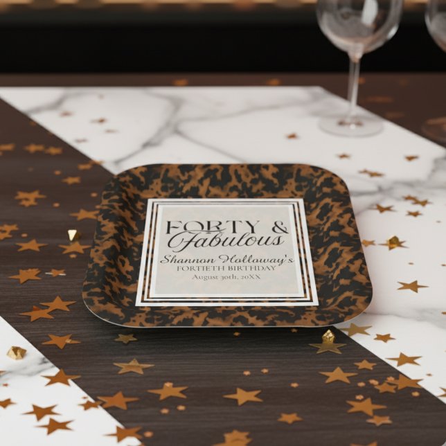 Fun Tortoise Shell Birthday Forty and Fabulous Paper Plate (This Fun Tortoise Shell Birthday Forty and Fabulous birthday plate is fun for all!)