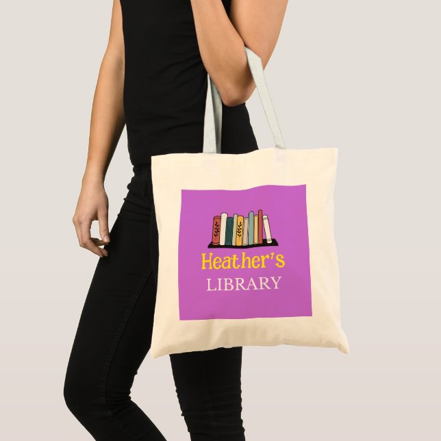 FUN! Tote Bag - Library -  Personalized - Add Name (Front (Product))