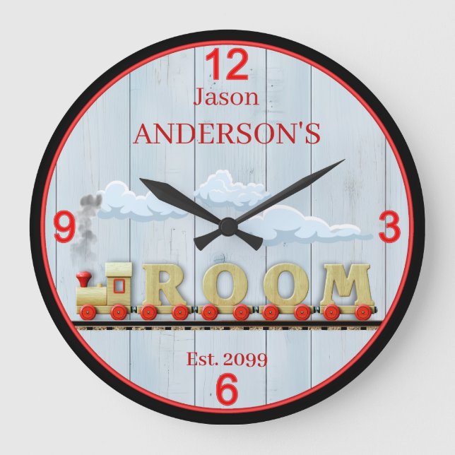 Fun Train Room Boy's Wall Clock (Front)