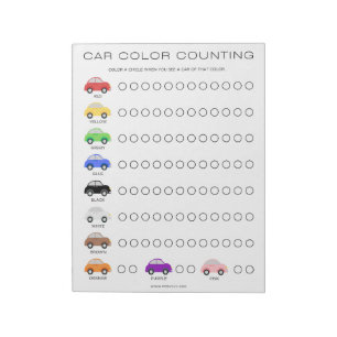 Fun Travel Car Color Counting Game Notepad