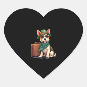 Fun Traveling Dog with Bag Graphic for Suitcase Lo Heart Sticker