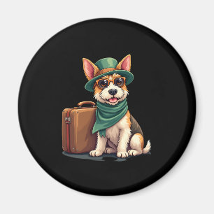 Fun Traveling Dog with Bag Graphic for Suitcase Lo Magnet