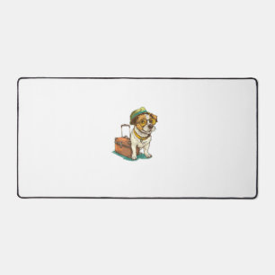 Fun Travelling Dog with Bag Graphic for Suitcase L Desk Mat