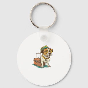Fun Travelling Dog with Bag Graphic for Suitcase L Keychain