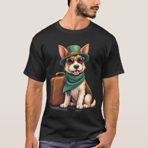 Fun Travelling Dog with Bag Graphic for Suitcase L T-Shirt