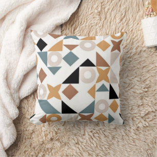 Fun Trendy Bauhaus Geometric XOXO Throw Pillow