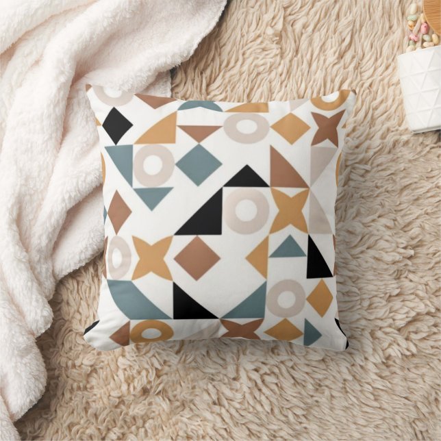 Fun Trendy Bauhaus Geometric XOXO Throw Pillow (Blanket)