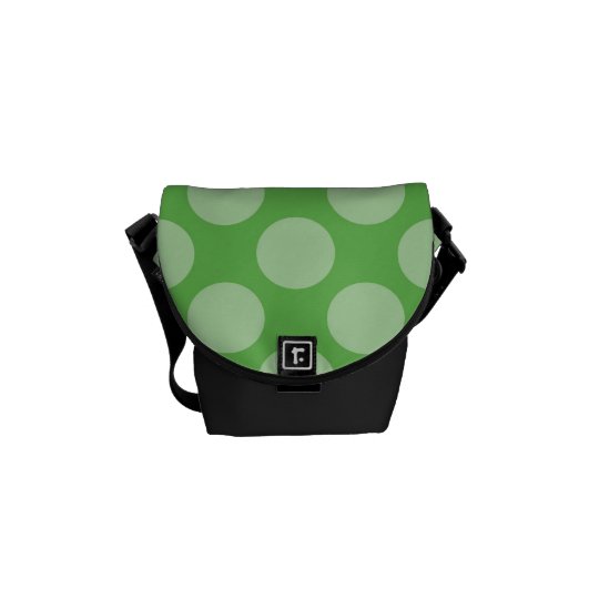 Fun Trendy Green Polka Dots Pattern on Green Courier Bag