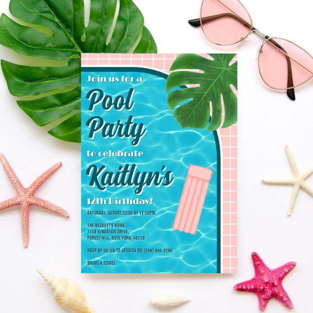Fun & Trendy Summer Pool Party Any Age Birthday Invitation (Creator Uploaded)