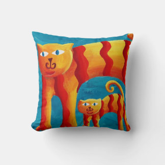Fun Trendy  Whimsical Curved Cat and Kitten Throw Pillow