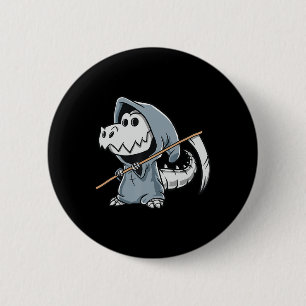 Fun TRex Skeleton Dino Grim Reaper Dinosaur Hallow 2 Inch Round Button