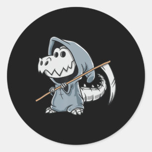 Fun TRex Skeleton Dino Grim Reaper Dinosaur Hallow Classic Round Sticker