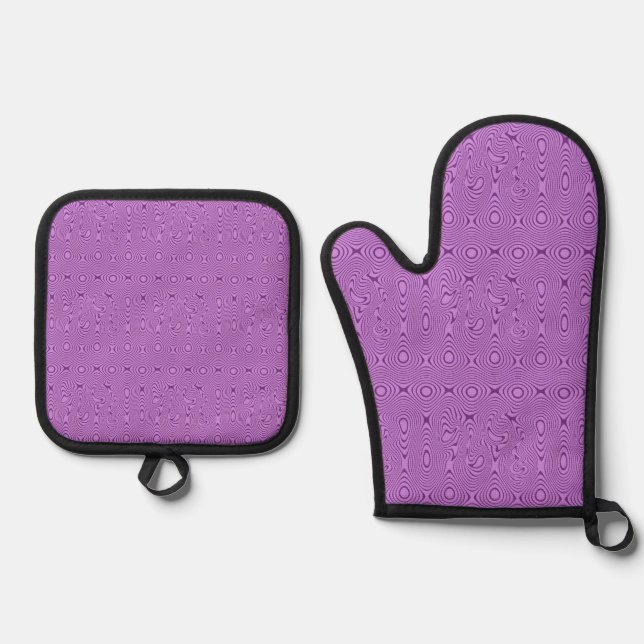 Fun Trippy Abstract Lines and Shapes Oven Mitt & Pot Holder Set (Front)