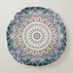 Fun Trippy Hippy Psychedelic Fractal Kaleidoscope Round Pillow